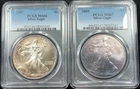 1997 PCGS MS66 & 2009 PCGS MS67 American Silver Eagles - Rainbow Toned
