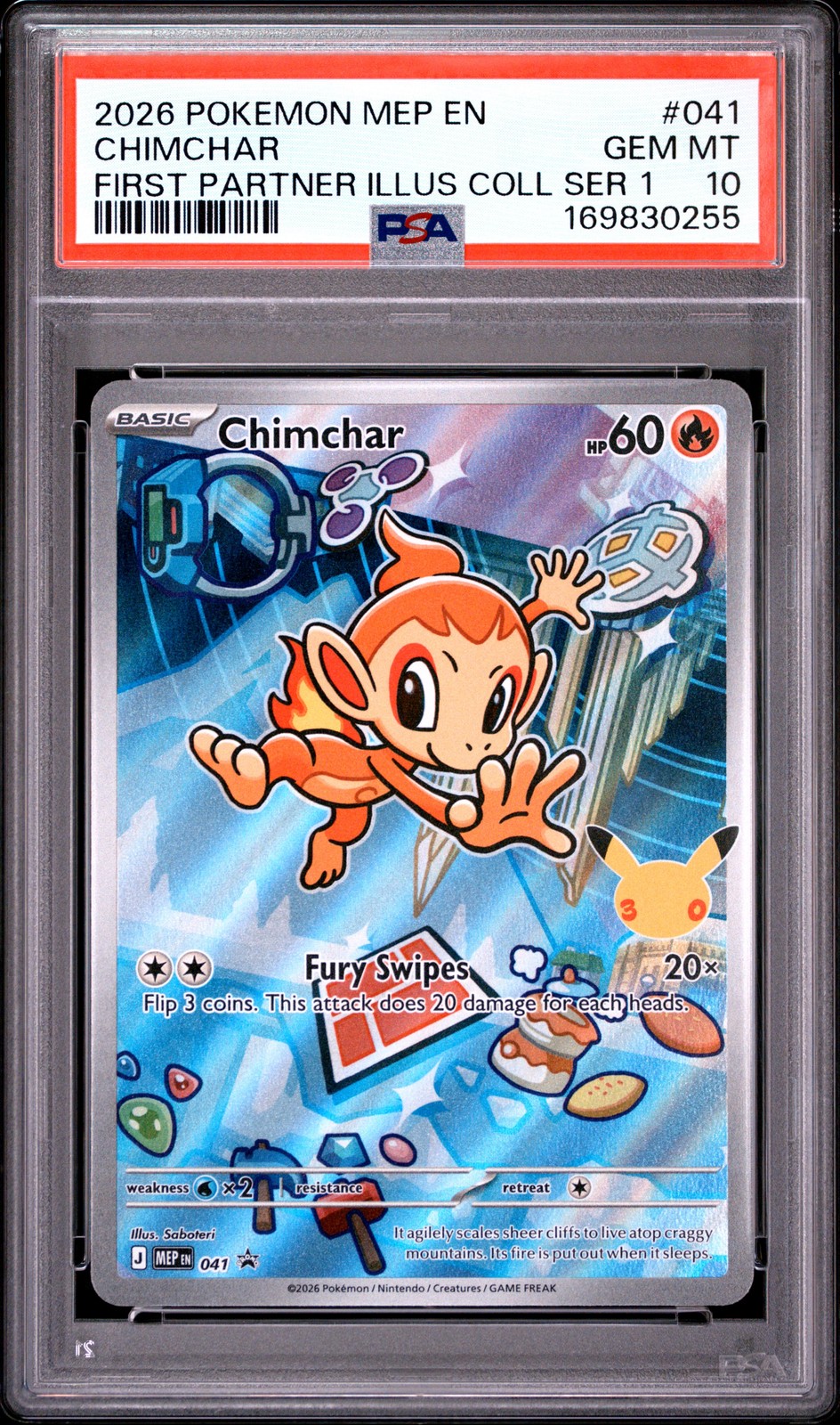 2026 POKEMON MEP FIRST PARTNER ILLUSTRATION COLLECTION #041 CHIMCHAR PSA 10