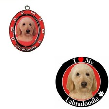 Bundle - 2 Items: Labradoodle Spinning Keychain and I Love My Magnet