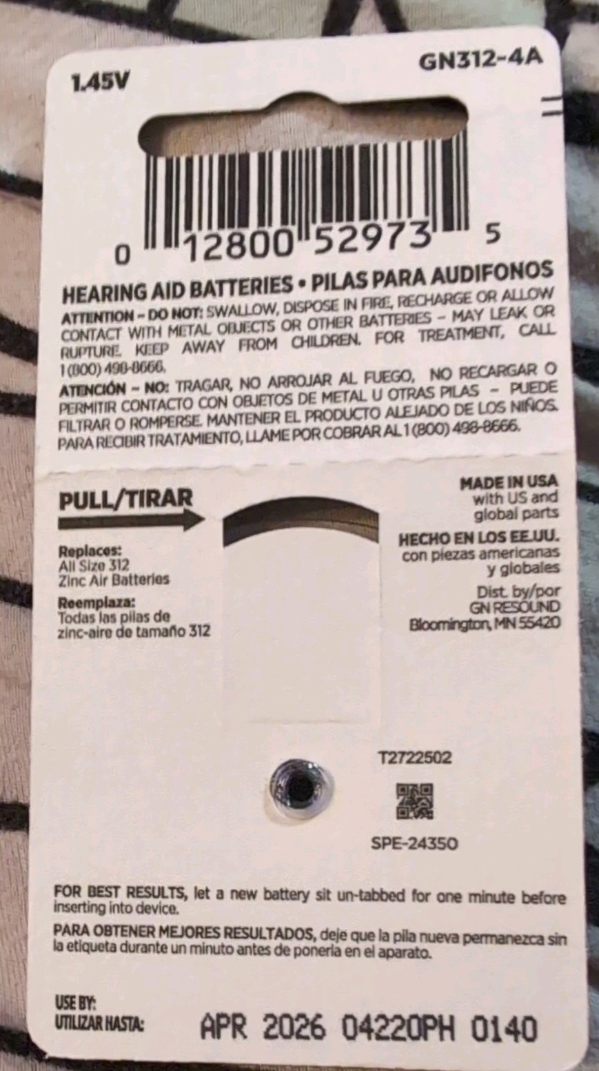 NEW  10 pack of 4 -40 total GN Resound Hearing Aid Batteries GN312-4A  Batteries