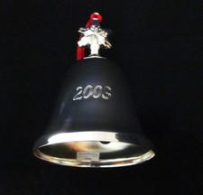 Reed And Barton Engraved 2003 Silver Plate Snowflake Bell Christmas Ornament