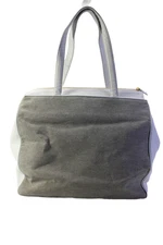 The Barfield Collection Womens Double Handle Canvas Leather Tote Handbag White