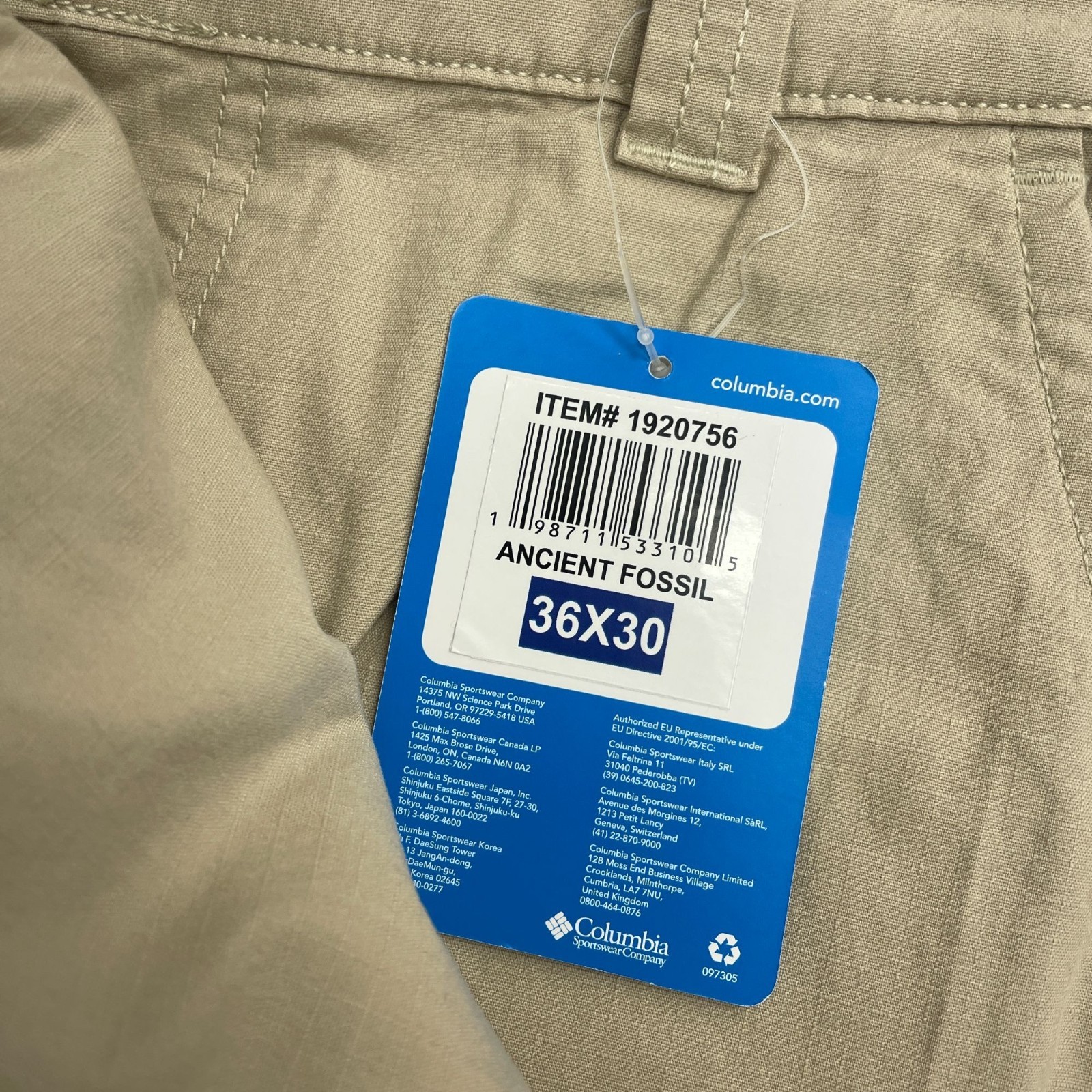 Columbia Men's Active Fit Straight Tech Pants 36x30 Ancient Fossil Beige M0318 thumbnail 4