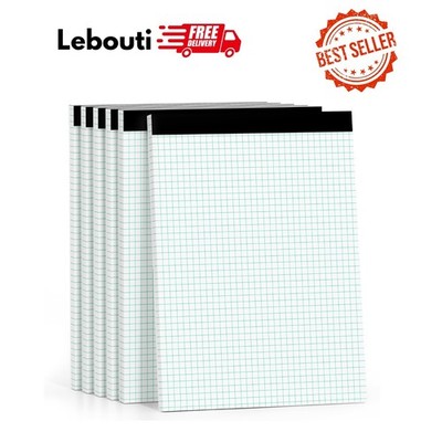 Graph Paper Pads 8.5 x 11, 4x4 Graph Ruled, 6 Pack 1/4 Graph Paper Notebooks,...