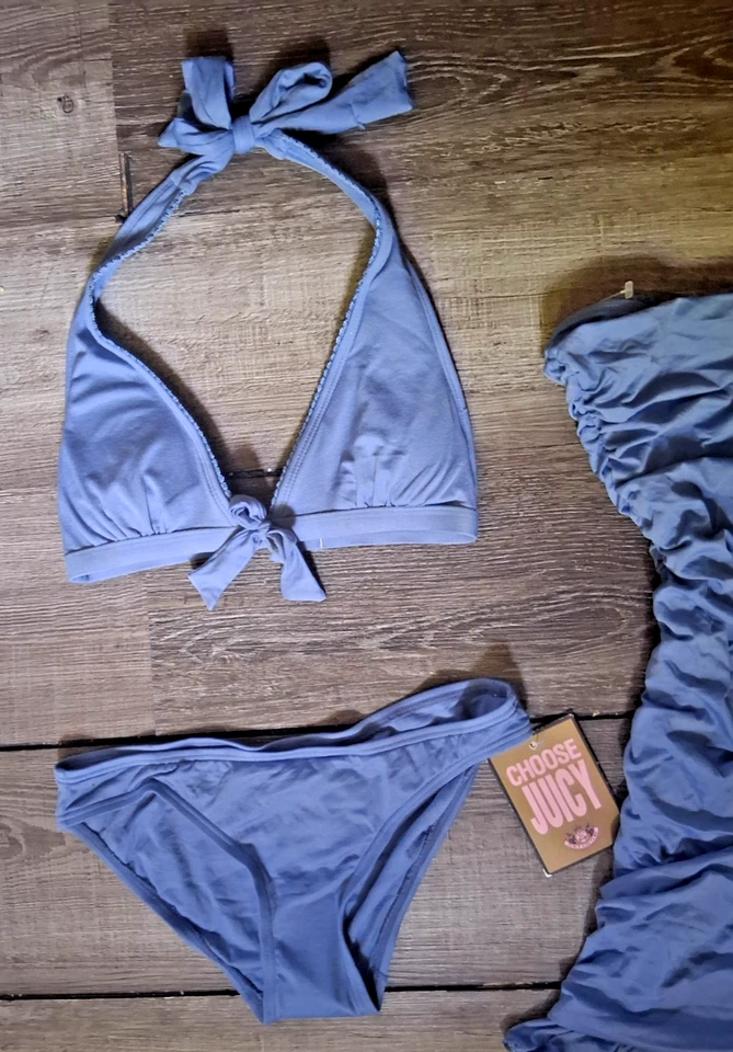 Y2K Juicy Couture Vestido de Baño Una Pieza + Bikini Traje de Baño 3 Piezas Talla Pequeño Nuevo Foto 2 de 4