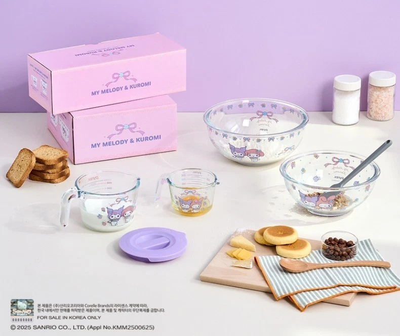Limited Pyrex Sanrio Measuring Cup2p+Lid Set +Mixing Bowl 2p+Glass Container 2p - Image 2 of 4
