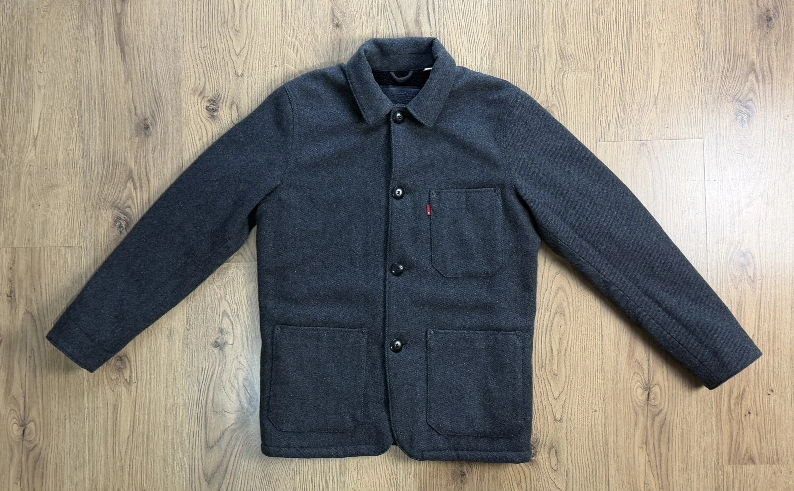 LEVI'S - BLACK HEATHER - WOOL BLEND - HERRINGBONE ENGINEERS JACKET (S) RRP £189