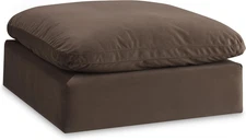 189Brown-Ott Comfy Collection Modern | Contemporary Velvet Upholstered Ottoman w
