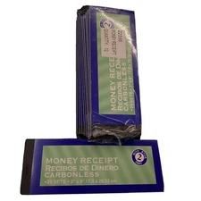 Money Receipt Book, Carbonless, 3"x 8", 25 Sets 12 Books Total Of 300 Receipts