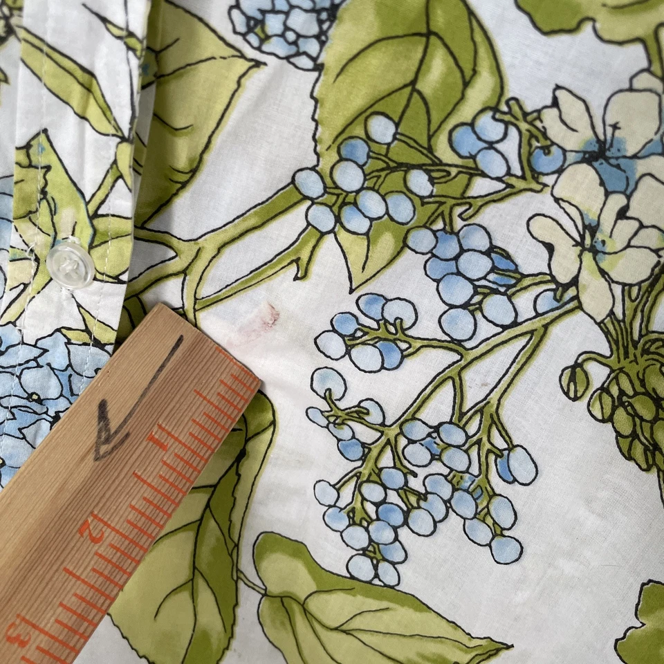 Caribbean Joe Mujer Botón Top Blanco Floral XL Algodón Manga Corta Cuello Foto 2 de 4