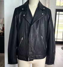 ALLSAINTS Lomi Biker Black Leather Jacket Men's Size Large