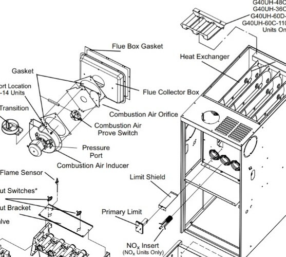 Lennox G40UH 13" wide x 10 5/8" tall collector box from model G40UH48B