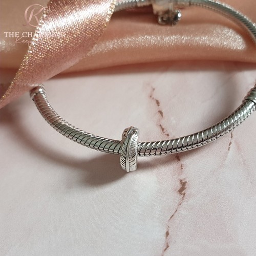 Dije espaciador de pluma de ángel genuino plata de ley 925 - Imagen 3 de 6