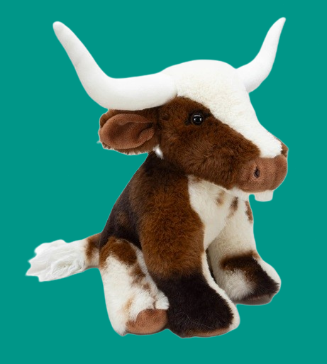 Jomanda Large Texas Longhorn Brown Cream Cow Toy Baby Nursery From Birth 30cm