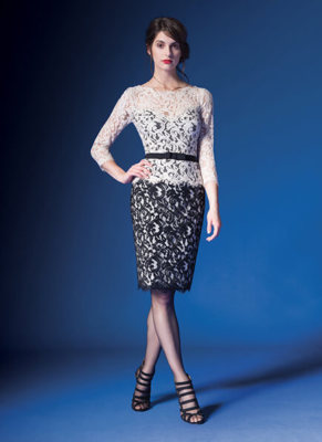 ★Phase eight Senitaロマンティックコサージュ 上質マキシ★ TADASHI SHOJI Lace ¾ Sleeve DRESS Mother of Bride ACZ1224M