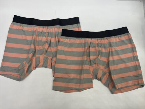 NEW MeUndies PEACH & GREY STRIPE boxer Briefs Underwear Mens Size SMALL LOT OF 2 - Afbeelding 1 van 3