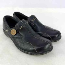 Clarks Bendables Sixty Delta Loafers Black Leather Slip-On Shoes Size 6 Comfort