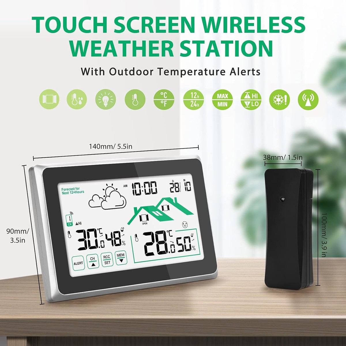 Stazione Meteorologica Wireless, Stazione Meteorologica Con Schermo LCD A Colori Termometro Esterno Per Interni Igrometro Con Sensore Esterno, Sveglia Con Ripetizione (colore Venature Del Legno - Foto 7