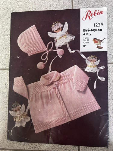 Robin 1229 Matinee Mantel mit Kragen Haube Blackberry Stitch Gr. 20,22 4-lagig #B