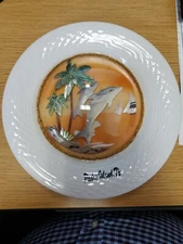Vintage Padre Island Plate Texas Souvenir  8" Dolphins and Sail boats