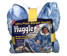 Ontel Huggle Adult Hoodie Ultra Plush Blanket Blue Tie-Dye One Size Fits All