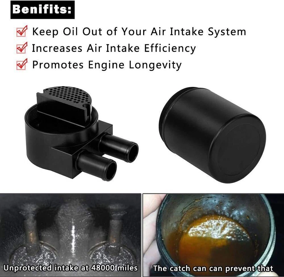 Oil Catch Can Tank For BMW N54 335i 135i E90 E92 E82 2006-2010 Reservior Black - Изображение 3 из 4