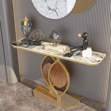 Extra Long Carrara Marble Console Table Hallway Art Display Table Behind Couch 
