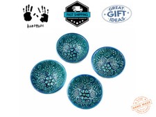Set of 4 Handmade Turkish Ceramic Bowls 7cm Hand Painted by Sydney Grand Bazaar