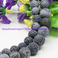 6/8/10/12mm Natural Black Matte Agate Round Gemstone Loose Beads 15 Inch
