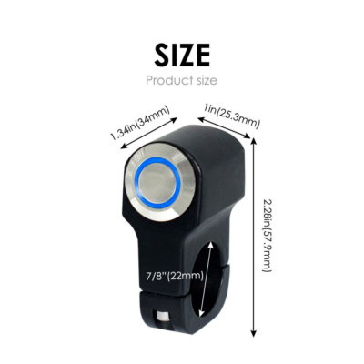Motorcycle Handlebar Switch - 7/8" Mount Start/Horn Button With Blue Light (12V, Waterproof) - View #12