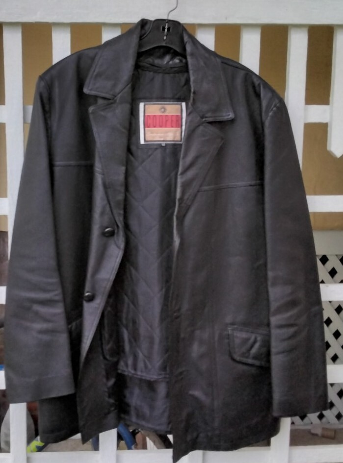 Vintage Cooper Leather Jacket Car Coat Zip In Quilt Mens Black Medium