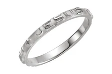 14K White Gold Jesus I Trust in You Ring Holiday Sale