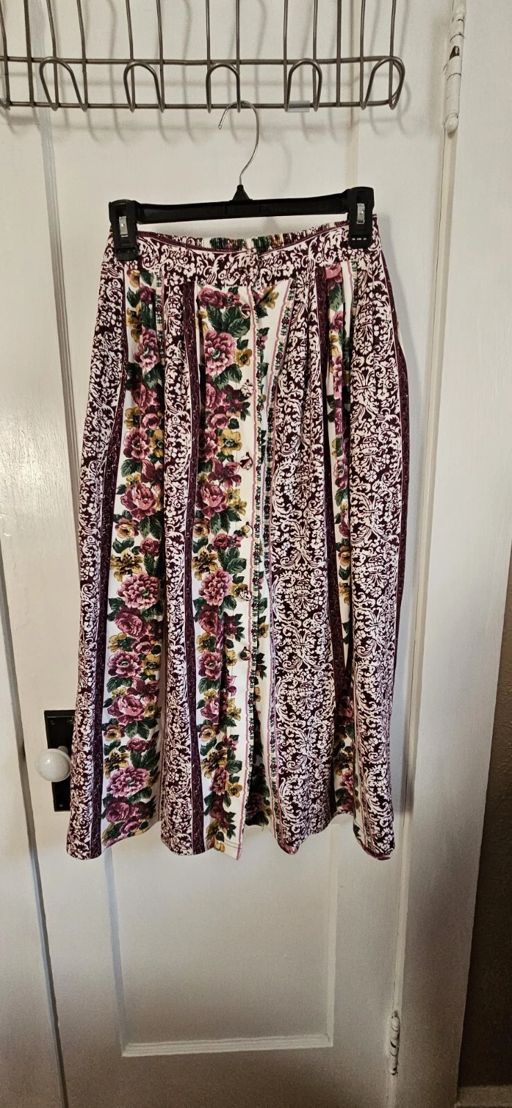 VTG NWT CAPACITY PETITES Midi SKIRT FLORAL PRINT SMALL button down solid cotton