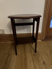 Vintage, Small Oval Dark wooden Coffee Table 14” x 12” x 18.5” With Shelf
