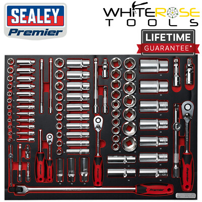 #ad Sealey Premier Tool Tray with Socket Set 91pc 1 4quot; 3 8quot; amp; 1 2quot;Sq Drive GBP 290.95