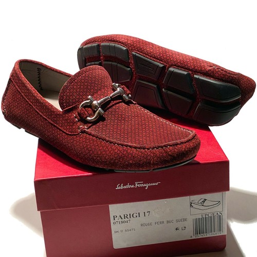 Salvatore Ferragamo Men's Parigi Suede Bit Drivers, Red, Men's, 8