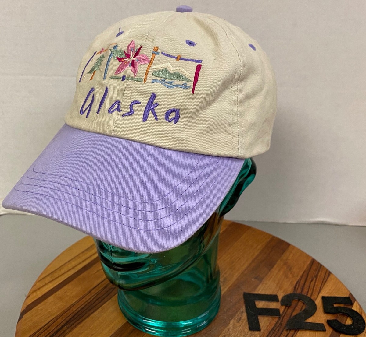 Alaska Embroidered Strapback 100% Cotton Hat Cap OSFM Alaska Last Frontier State Embroidered Cap - Black OSFM at  main image 2