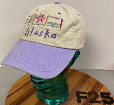 Alaska Embroidered Strapback 100% Cotton Hat Cap OSFM Alaska with Map Outline Embroidered Washed Cotton Cap  main image 3