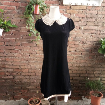 LeChateau Velvet Hepbun Black Dress Bodycon Lace Pearl Collar Bridemaid  PromClub | eBay