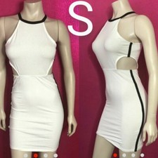 🆕White & Black Open Sides Bodycon Dress~Size S NWOT