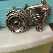 Estate Tractor Belt Buckle Olander Brand USA Silver Star w/Spinning Back Wheel