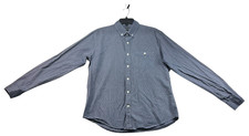 Express Button Down Shirt Mens Size Large Navy Blue White Long Sleeve Pocket