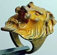 UNUSUAL ANCIENT ROMAN BRONZE RING LION HEAD RING RARE ARTIFACT AUTHENTIC