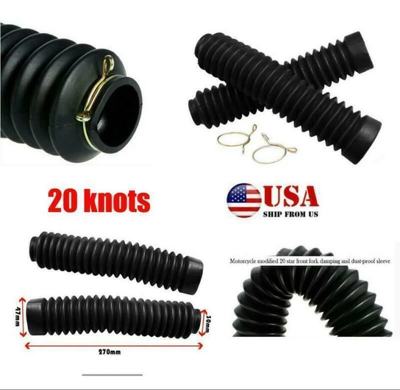 270*30mm 20 Nudos Moto Horquilla Delantera Polainas Gators Amortiguador Cubierta Antipolvo Foto 2 de 4