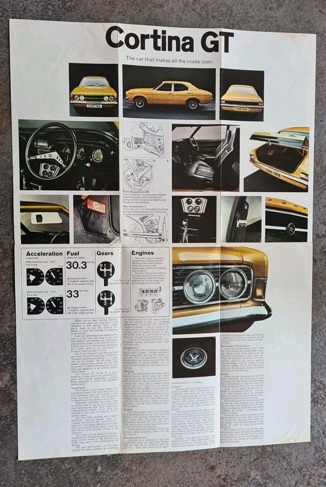 FORD CORTINA MK3 GT SALES BROCHURE Information Poster Small. eBay