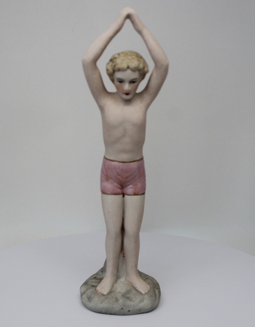 Art Deco German Style Swimmer Boy Porcelain Figurine in Art Nouveau Design