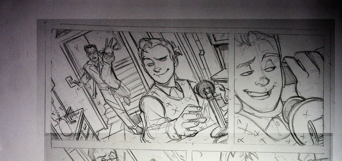 Airmale #1 MATT HEBB Original Hand Drawn Comic Page Ogopogo Press 12X17