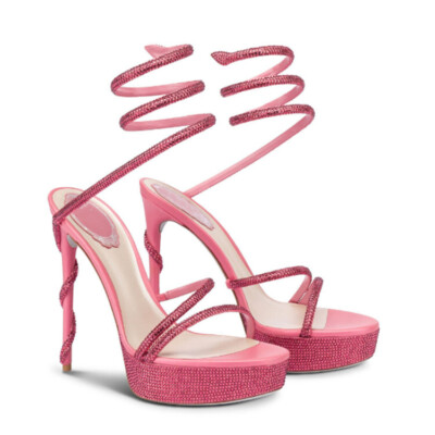 Womens Fashion Rhinestone Platform High Heel Ankle Wrap Gladiator Sandal Shoes