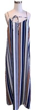 Hayden Los Angeles Striped Maxi Dress NWT Navy Rust White Tie Strap Small