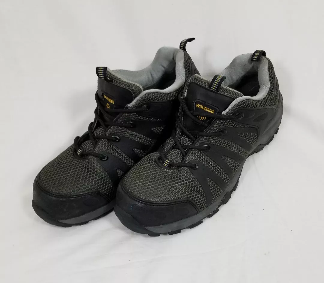 Wolverine Men s Amherst Safety Toe Shoes Black Gray Mesh Size US 9 M W02302